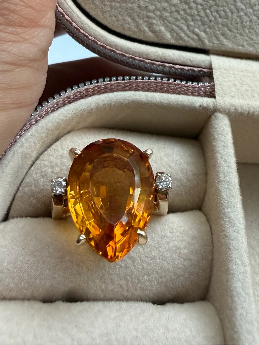 F&F Felger Citrine and Diamond Ring vintage